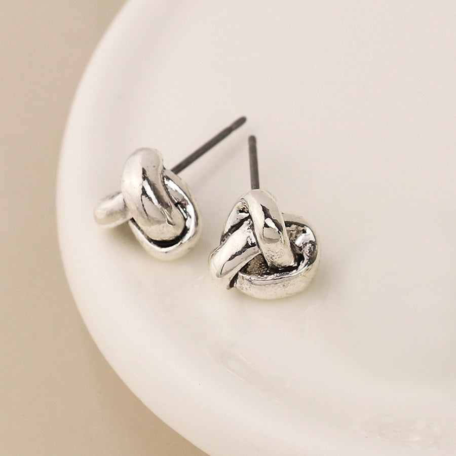 Worn Silver Infinity Knot Studs