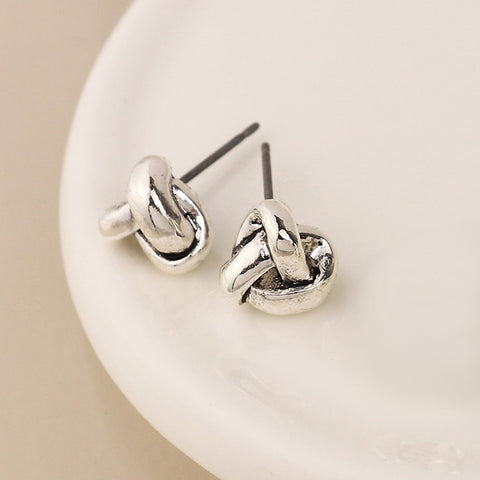 Worn Silver Infinity Knot Studs