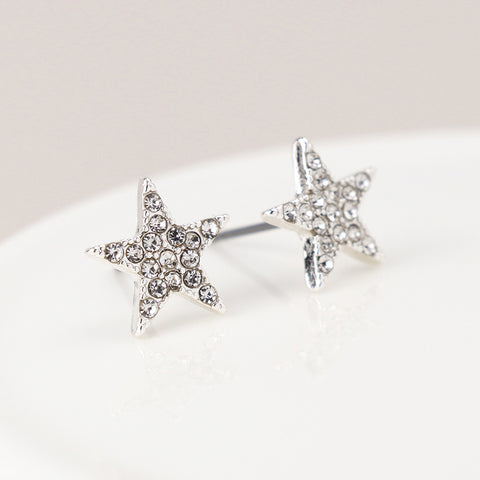 Silver Crystal Star Stud