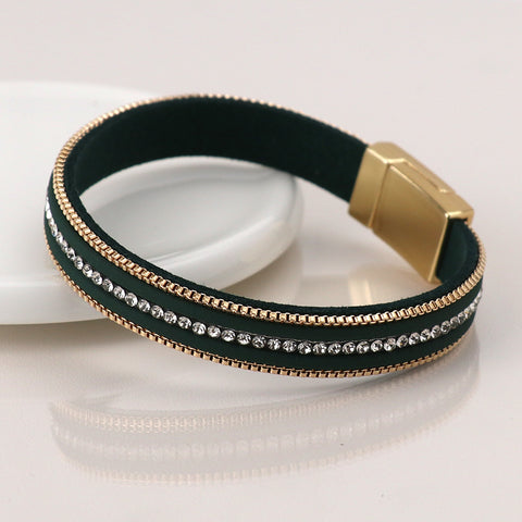 Magnetic Clasp Leather Bracelet - Various Colours