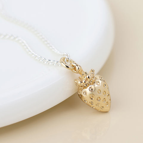Silver and Golden Strawberry Necklace