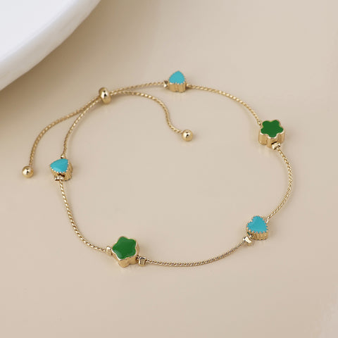 Golden Flowers and Hearts Bracelet