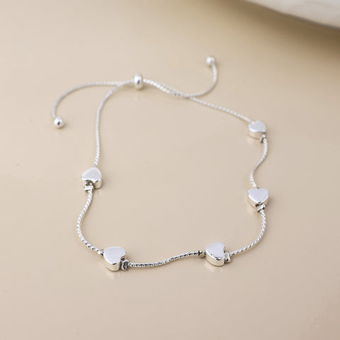 Heart Station Chain Bracelet - Various Colours