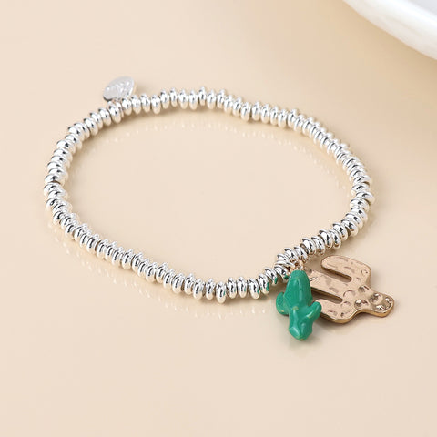 Bracelet with Gold and Green Cactus Charms