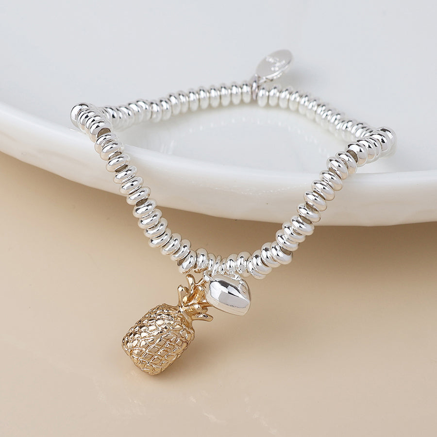 Bracelet with Pineapple and Heart Charms