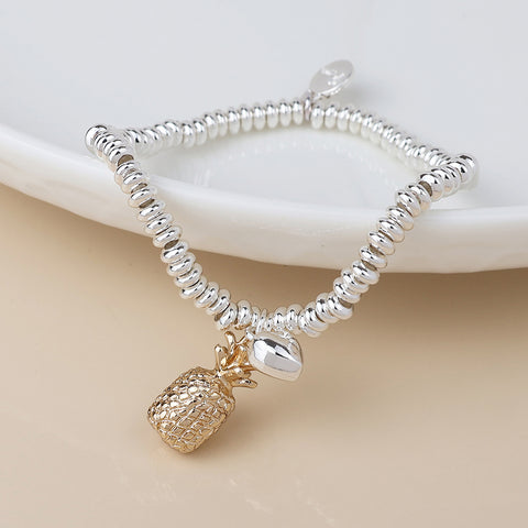 Bracelet with Pineapple and Heart Charms