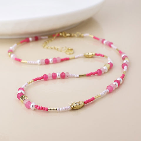 Necklace Stack with Pearls - Various Colours