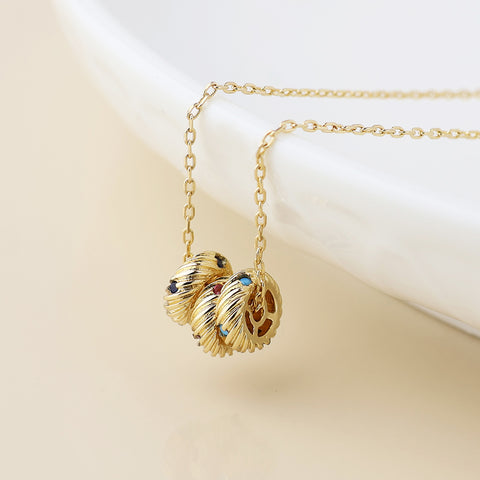 Triple Twist Ring Crystal Necklace