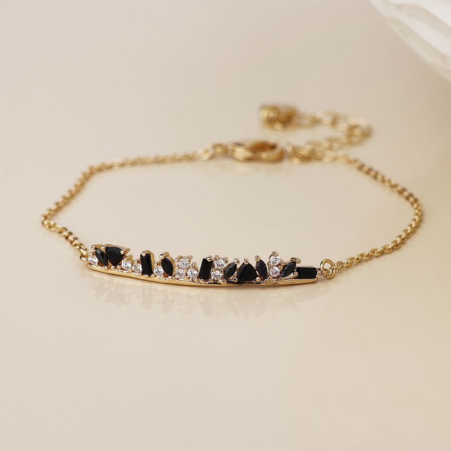 Maggie Curved Bar and Black Mix Bracelet