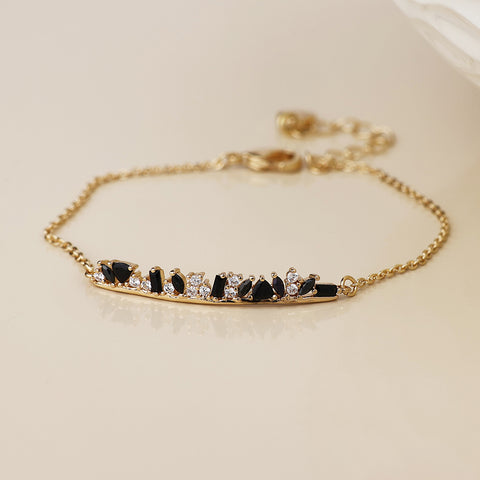 Maggie Curved Bar and Black Mix Bracelet