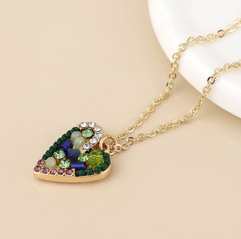 Rebel Mosaic Crystal Heart Necklace