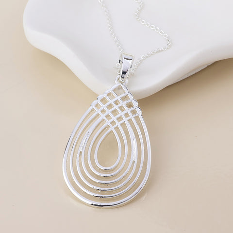 Deco Lattice Teardrop Necklace - Various Colours