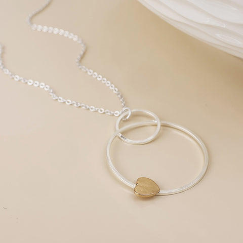 Nester Circles and Heart Necklace - Various Colours