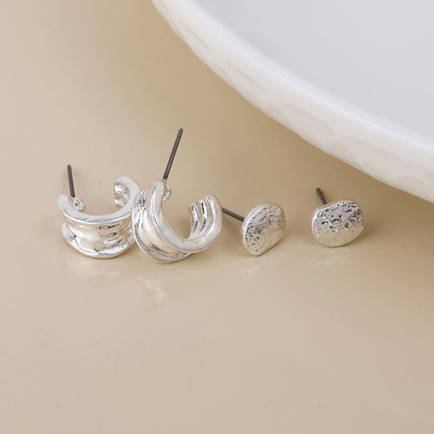 Solstice Textured Stud and Hoop Duo - Various Colours