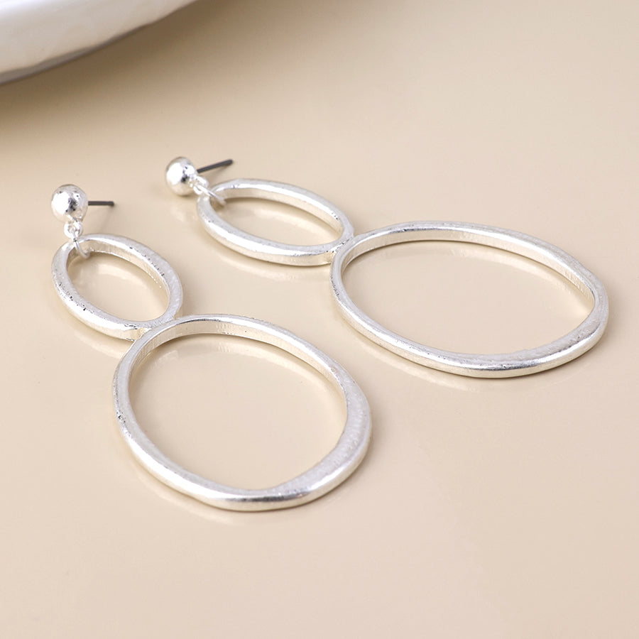 Aura Double Oval Drop Earrings - Various Colours