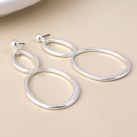 Aura Double Oval Drop Earrings - Various Colours