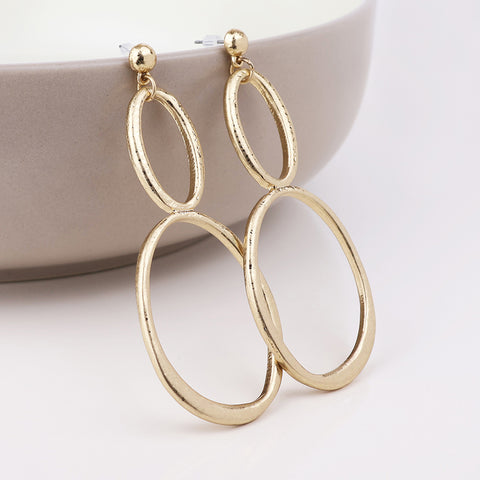 Aura Double Oval Drop Earrings - Various Colours