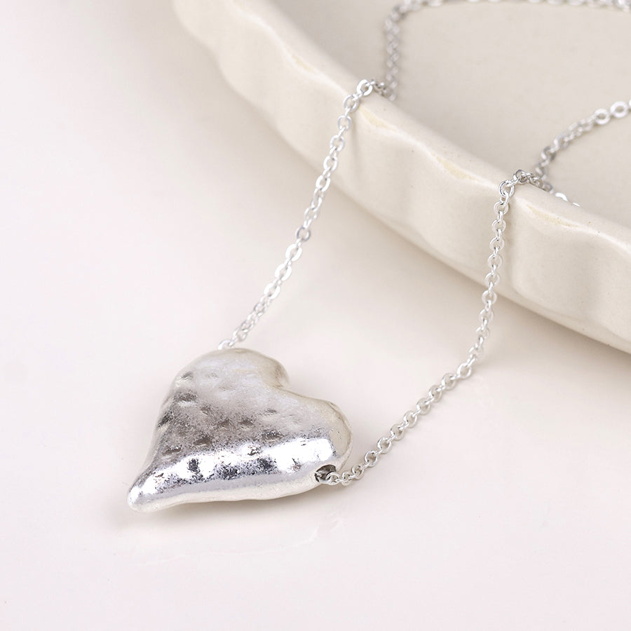 Elara Hammered Heart Necklace - Various Colours