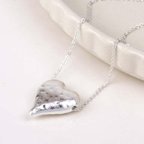 Elara Hammered Heart Necklace - Various Colours