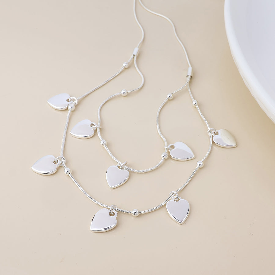 Stardust Double Strand Heart Necklace - Various Colours