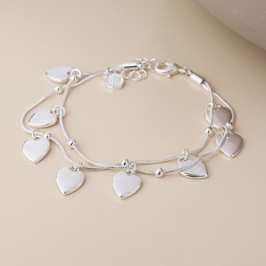 Stardust Double Strand Heart Bracelet - Various Colours