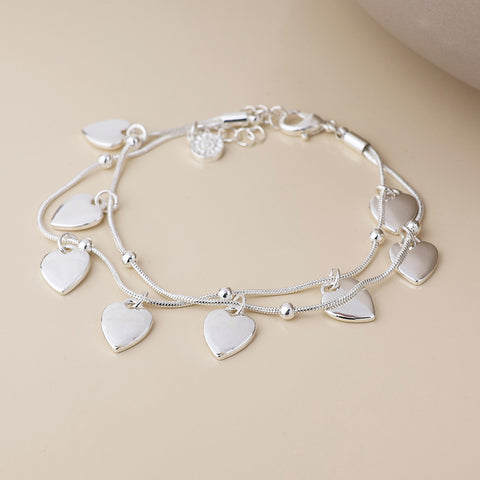 Stardust Double Strand Heart Bracelet - Various Colours