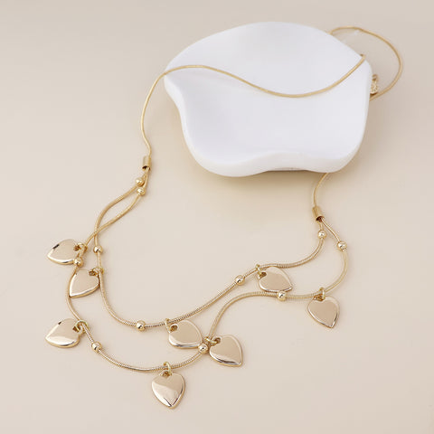 Stardust Double Strand Heart Necklace - Various Colours