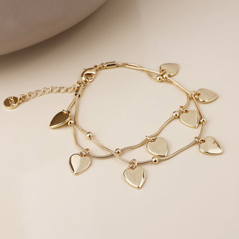 Stardust Double Strand Heart Bracelet - Various Colours