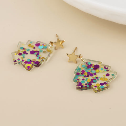 Piney Confetti Xmas Earrings - Various Colours