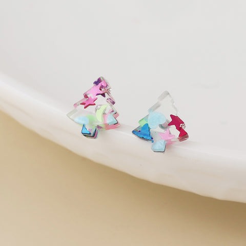 Tiny Confetti Tree Earrings - Various Colours