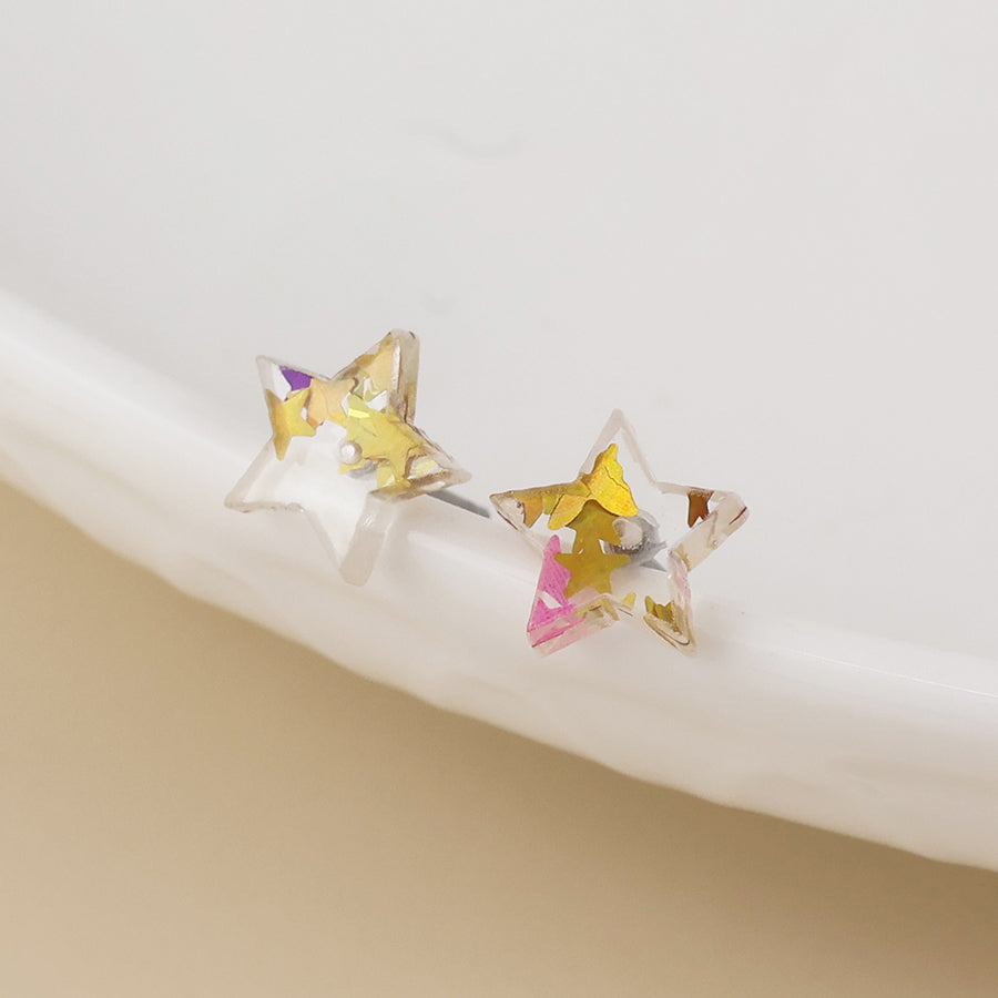 Tiny Confetti Star Earrings - Various Colours