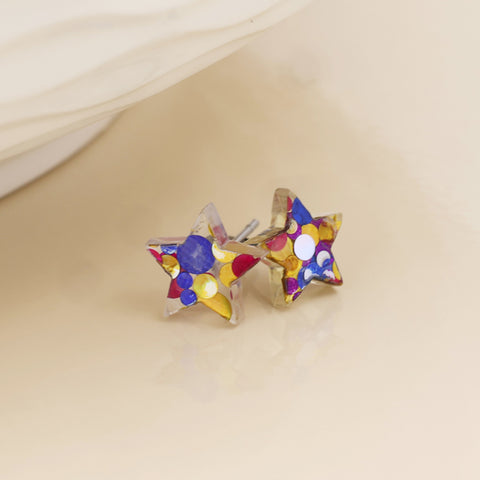 Tiny Confetti Star Earrings - Various Colours