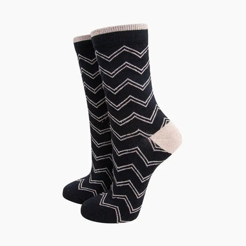 Zig Zag Glitter Socks - Various Colours