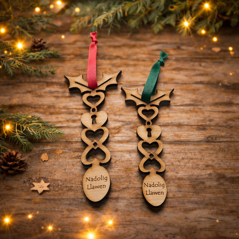 Welsh Love spoon Christmas Decoration – Nadolig Llawen