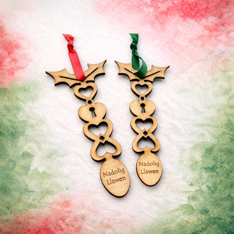 Welsh Love spoon Christmas Decoration – Nadolig Llawen