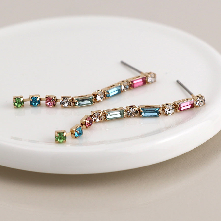 Multicoloured Crystal Strand Earrings