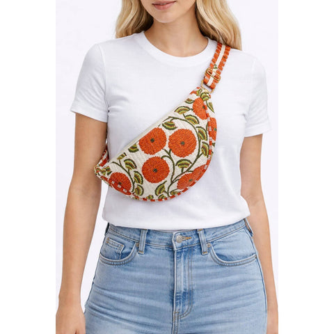 Quilted Cross Body Bag - Orange