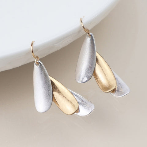 Mixed Finish Triple Layer Earrings