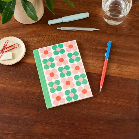 A6 Notebook - Pink & Green Daisy