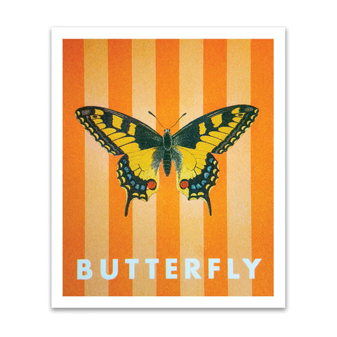 Striped Butterfly Riso Print