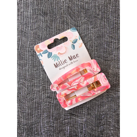 Set of 2 Marble Hair Clips - Various Colours