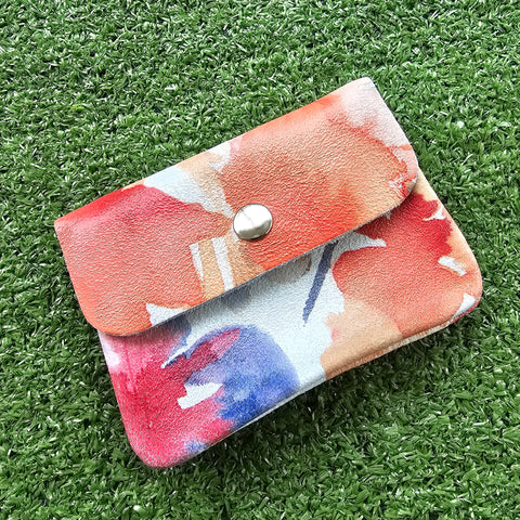 Small Leather Floral Coin Purse - Various Colours