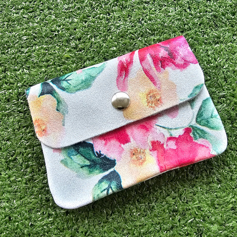 Small Leather Floral Coin Purse - Various Colours