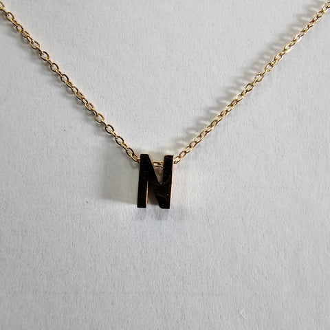 Alphabet Letter Pendant Necklace - Gold