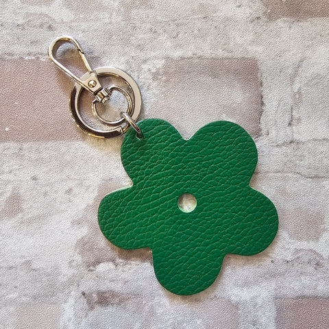 Leather Flower Keyring - Various Colours