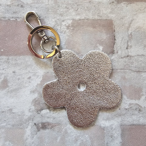 Leather Flower Keyring - Various Colours