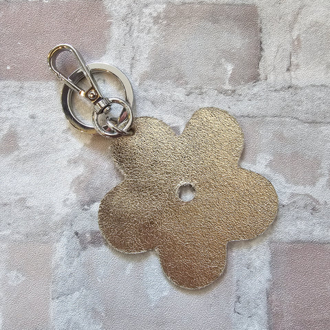 Leather Flower Keyring - Various Colours