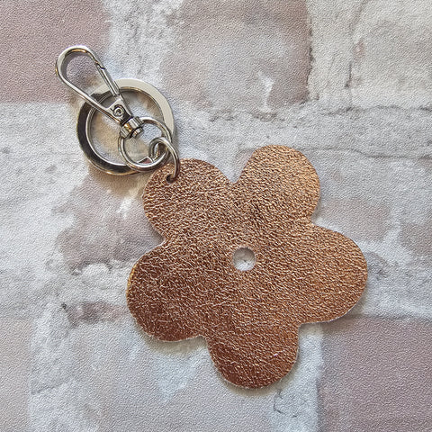 Leather Flower Keyring - Various Colours