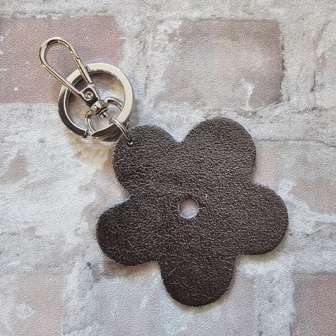 Leather Flower Keyring - Various Colours