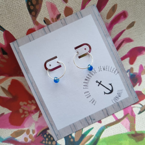 Sterling Silver Hoop & Teardrop  - Various Stones